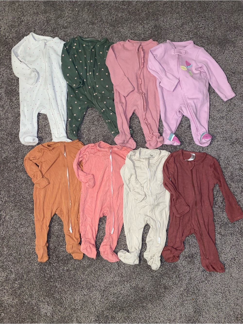 Newborn Assorted Colors Baby One-Piece Footed Pajamas *3 Bamboo Included* LOT 8